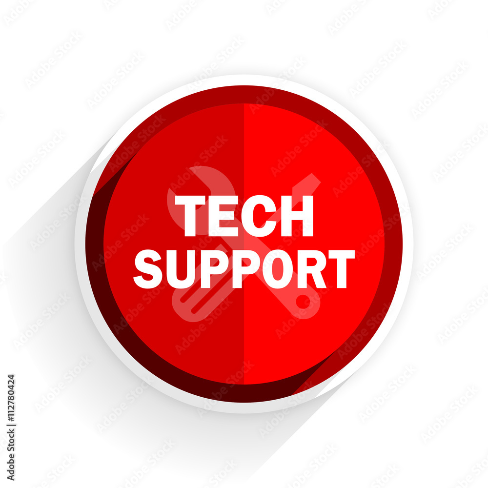 technical support icon, red circle flat design internet button, web and mobile app illustration technical support icon, red circle flat design internet button, web and mobile app illustration