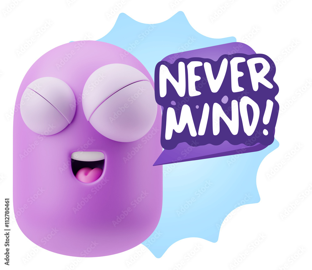 3d Rendering Smile Character Emoticon Expression saying Never Mi 3d Rendering Smile Character Emoticon Expression saying Never Mi