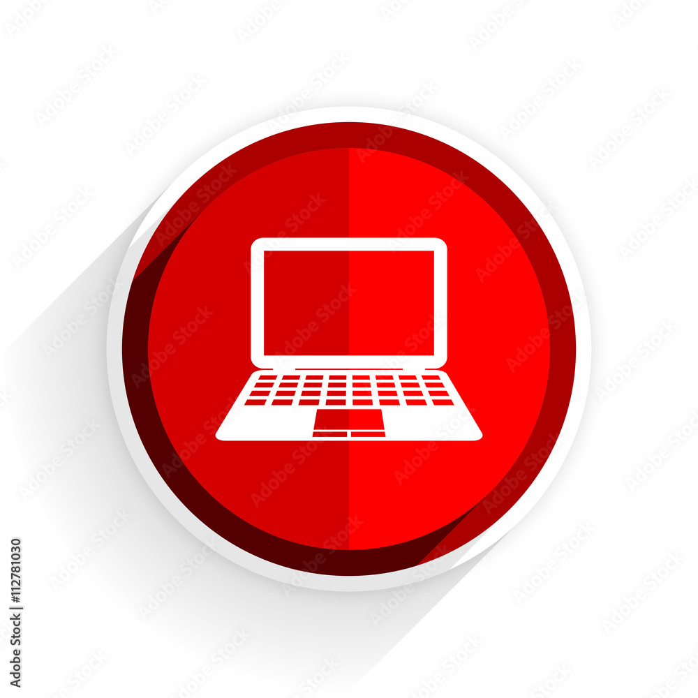 computer icon, red circle flat design internet button, web and mobile app illustration computer icon, red circle flat design internet button, web and mobile app illustration