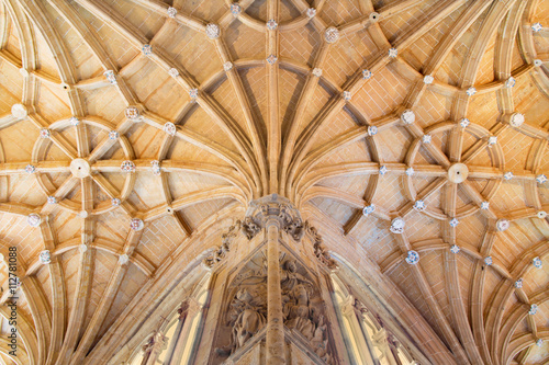 SALAMANCA  SPAIN  APRIL - 16  2016  The vault gothic atrium of monastery Convento de San Esteban.