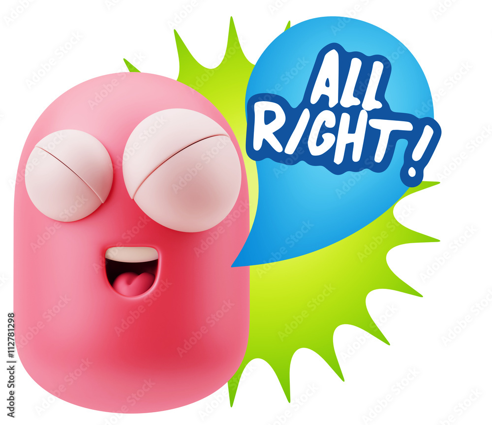 3d Rendering Smile Character Emoticon Expression saying All Righ 3d Rendering Smile Character Emoticon Expression saying All Righ