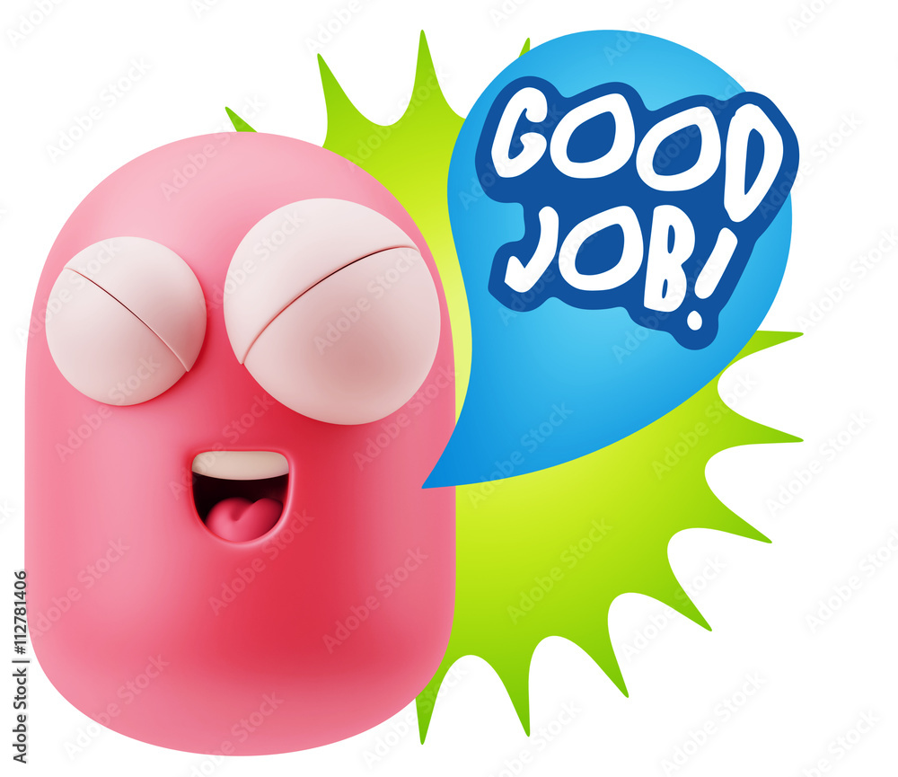 3d Rendering Smile Character Emoticon Expression saying Good Job 3d Rendering Smile Character Emoticon Expression saying Good Job