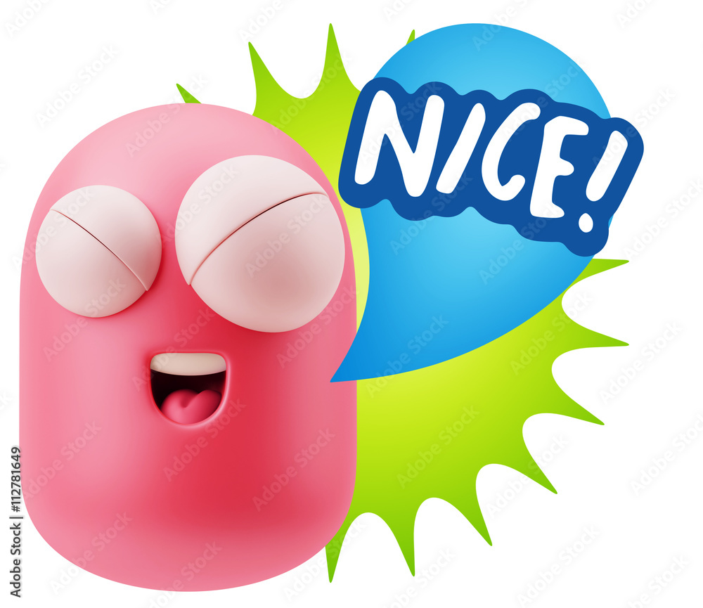 3d Rendering Smile Character Emoticon Expression saying Nice wit 3d Rendering Smile Character Emoticon Expression saying Nice wit