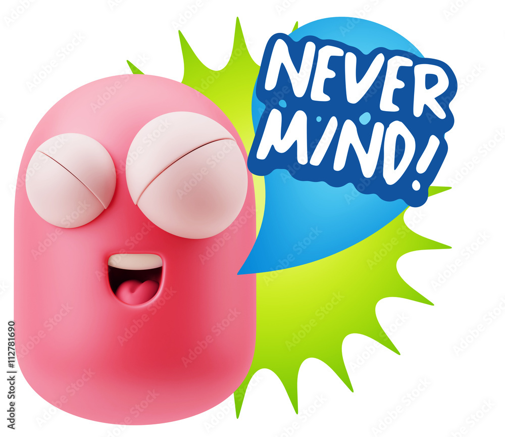 3d Rendering Smile Character Emoticon Expression saying Never Mi 3d Rendering Smile Character Emoticon Expression saying Never Mi
