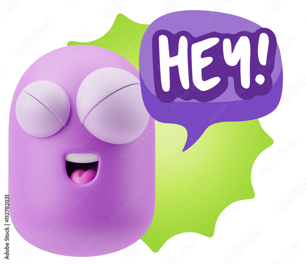 3d Illustration Laughing Character Emoji Expression saying Hey w 3d Illustration Laughing Character Emoji Expression saying Hey w