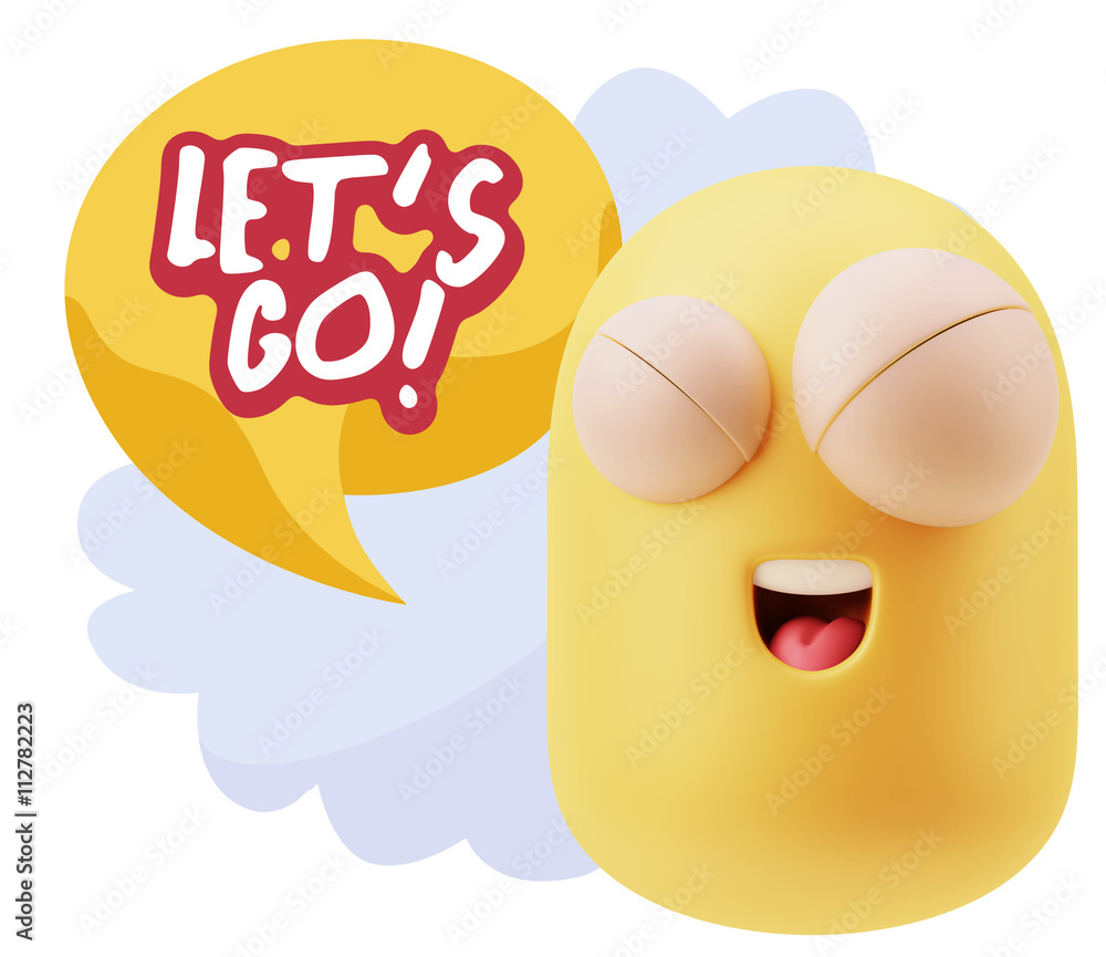 3d Rendering Smile Character Emoticon Expression saying Let'S Go 3d Rendering Smile Character Emoticon Expression saying Let'S Go