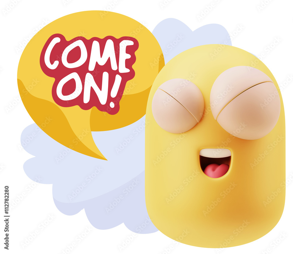 3d Illustration Laughing Character Emoji Expression saying Come 3d Illustration Laughing Character Emoji Expression saying Come