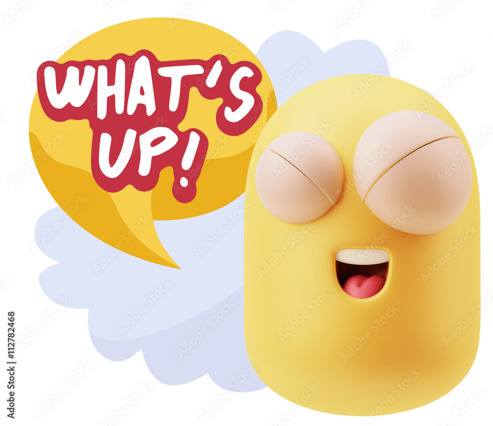 3d Rendering Smile Character Emoticon Expression saying What'S U 3d Rendering Smile Character Emoticon Expression saying What'S U