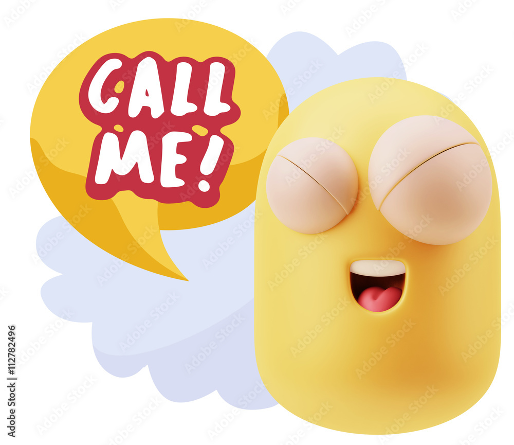 3d Illustration Laughing Character Emoji Expression saying Call