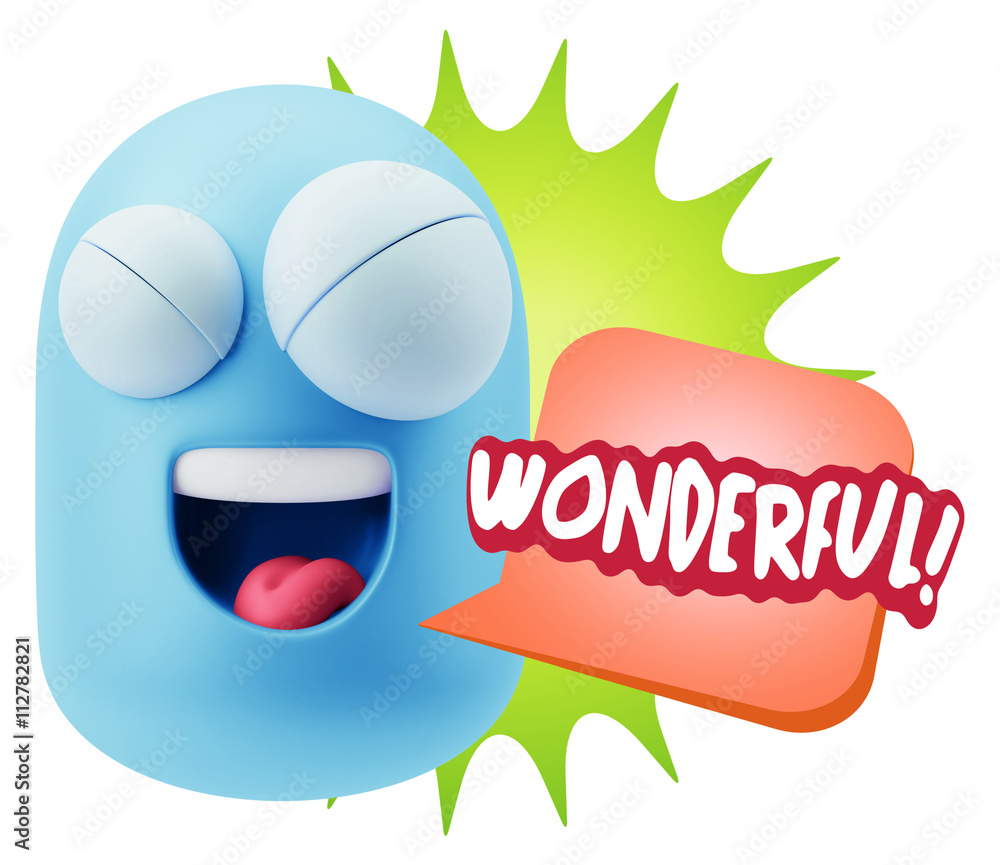 3d Rendering Smile Character Emoticon Expression saying Wonderfu 3d Rendering Smile Character Emoticon Expression saying Wonderfu