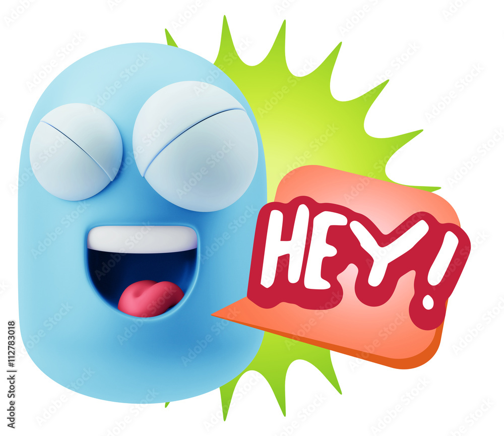 Obraz premium 3d Illustration Laughing Character Emoji Expression saying Hey w
