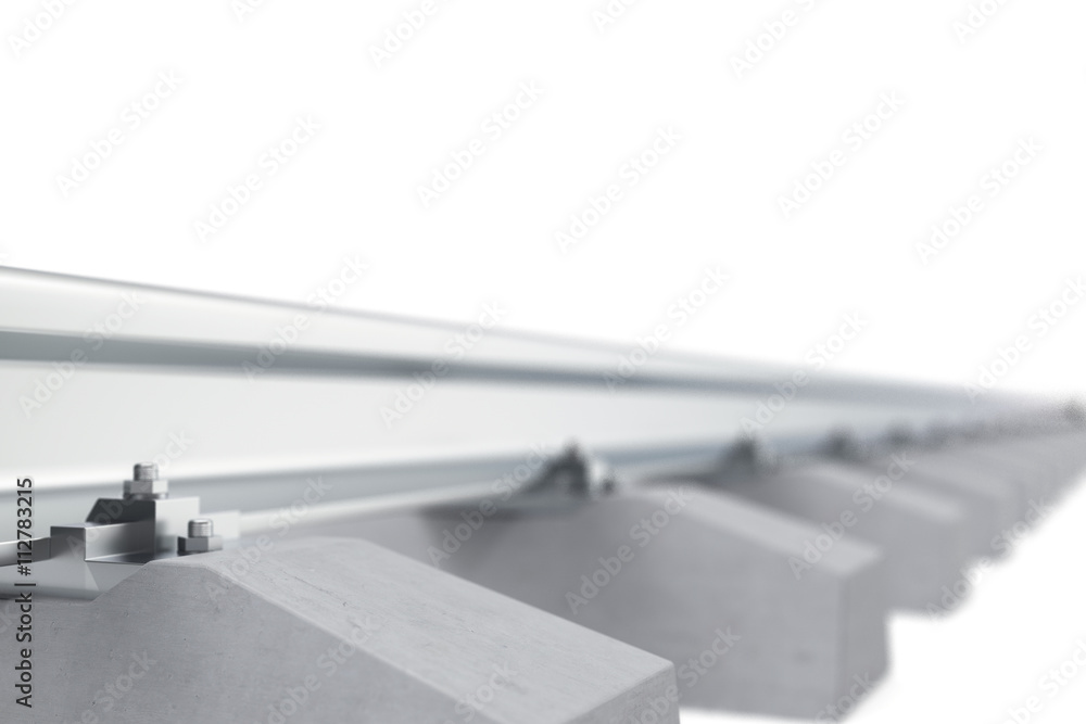 Railway close-up of view of the effect of depth of field. 3d illustration Railway close-up of view of the effect of depth of field. 3d illustration