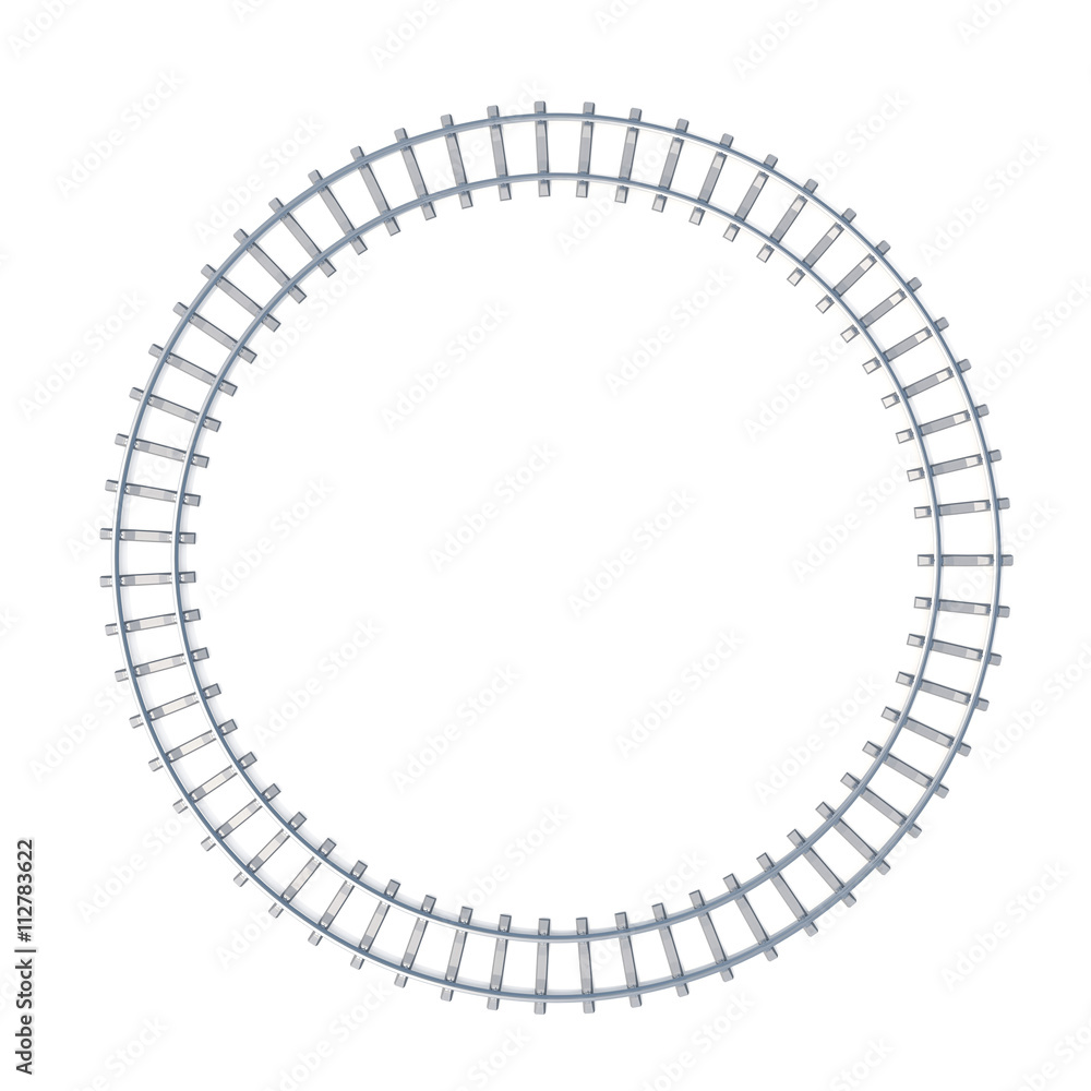 Circle railroad isoated on white background. 3d illustration