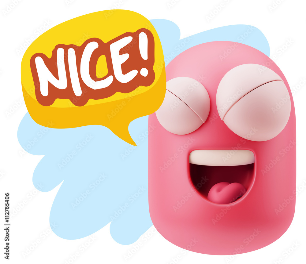 Obraz premium 3d Rendering Smile Character Emoticon Expression saying Nice wit