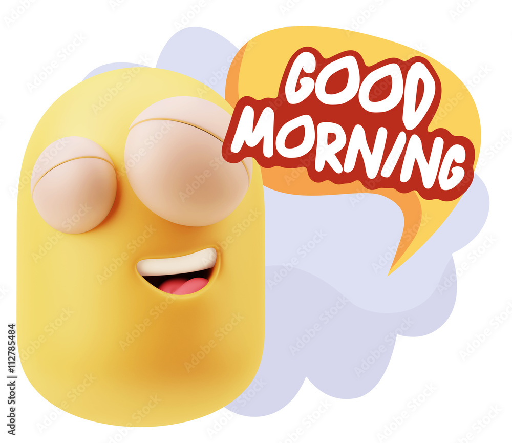 3d Rendering Smile Character Emoticon Expression saying Good Mor 3d Rendering Smile Character Emoticon Expression saying Good Mor