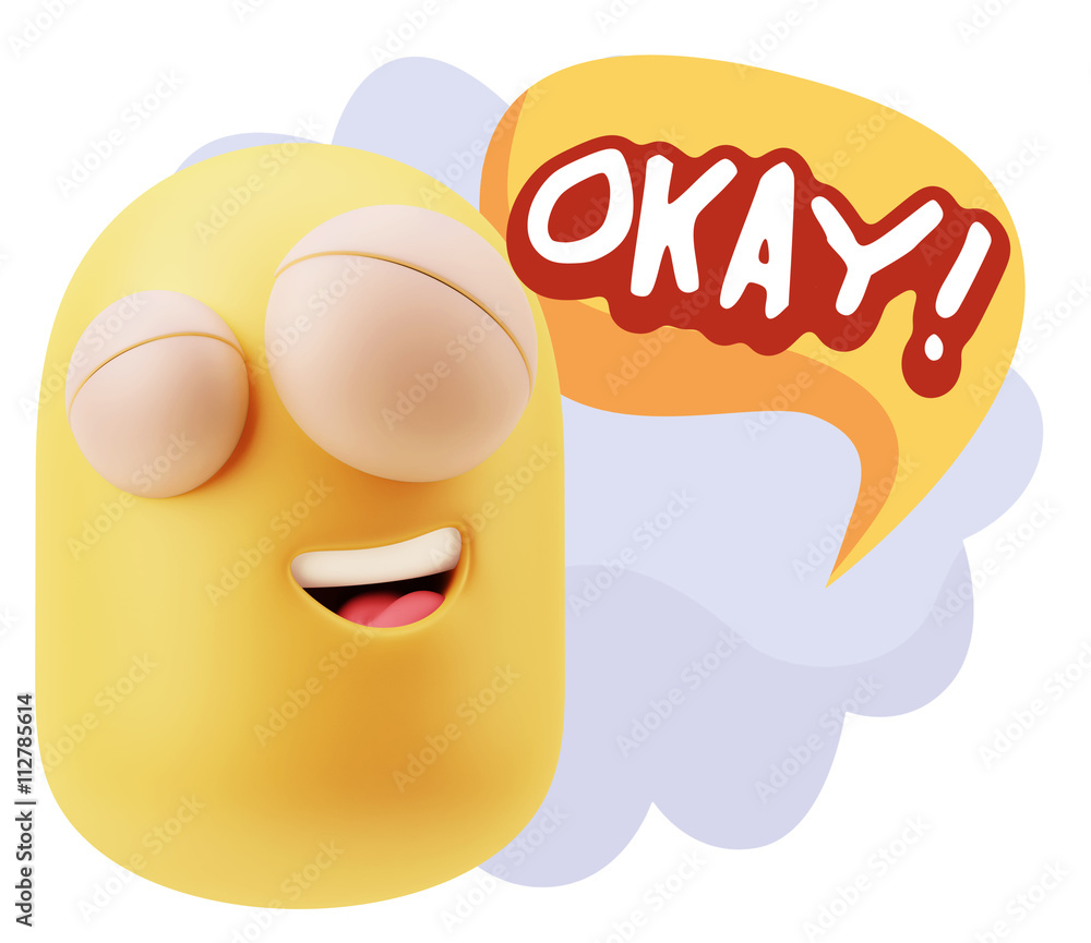 3d Illustration Laughing Character Emoji Expression saying Okay 3d Illustration Laughing Character Emoji Expression saying Okay