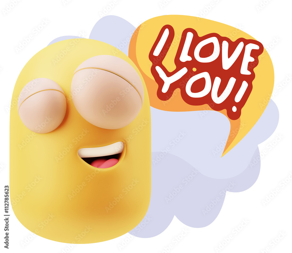 3d Rendering Smile Character Emoticon Expression saying I Love Y 3d Rendering Smile Character Emoticon Expression saying I Love Y