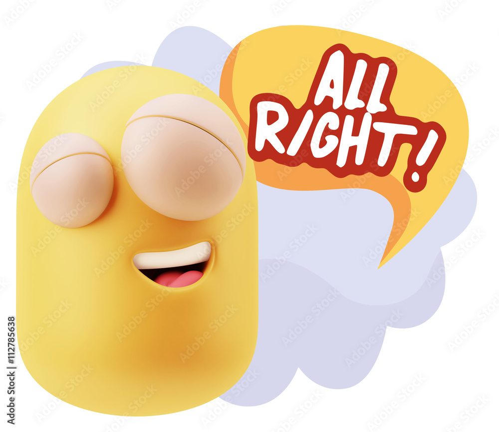 3d Rendering Smile Character Emoticon Expression saying All Righ 3d Rendering Smile Character Emoticon Expression saying All Righ