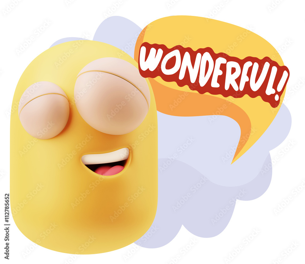 3d Rendering Smile Character Emoticon Expression saying Wonderfu 3d Rendering Smile Character Emoticon Expression saying Wonderfu