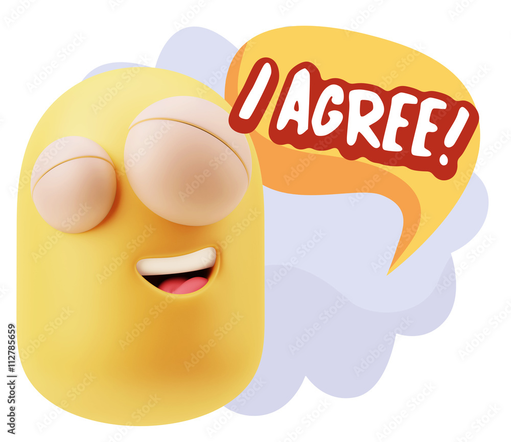 3d Illustration Laughing Character Emoji Expression saying I Agr 3d Illustration Laughing Character Emoji Expression saying I Agr