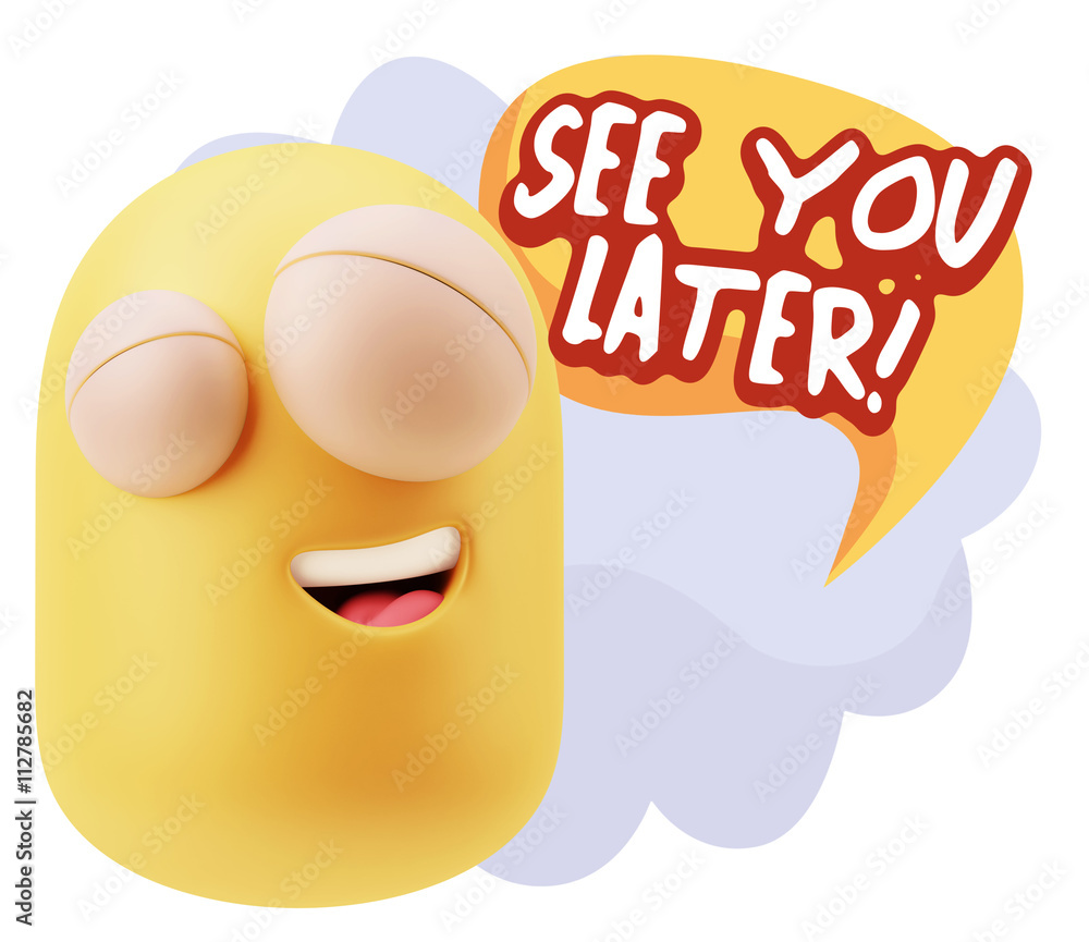 3d Illustration Laughing Character Emoji Expression saying See Y 3d Illustration Laughing Character Emoji Expression saying See Y