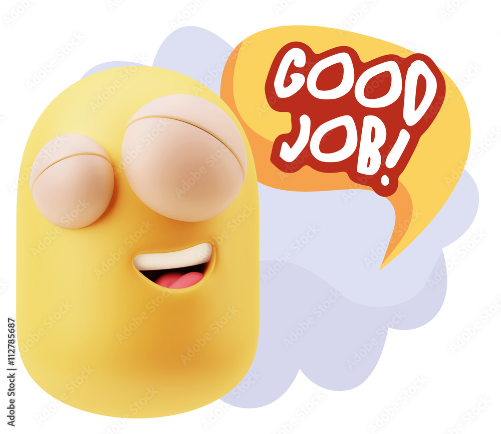 3d Rendering Smile Character Emoticon Expression saying Good Job 3d Rendering Smile Character Emoticon Expression saying Good Job