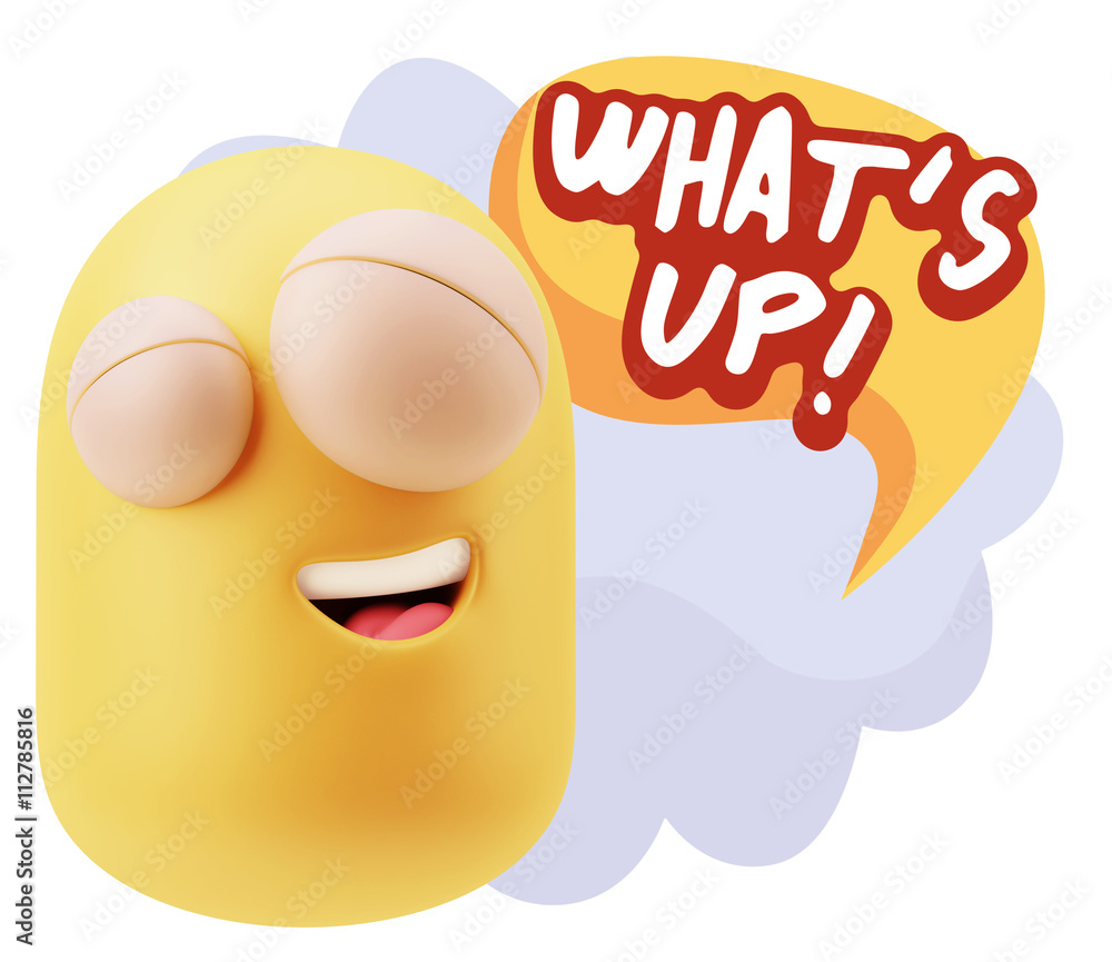 3d Rendering Smile Character Emoticon Expression saying What'S U 3d Rendering Smile Character Emoticon Expression saying What'S U