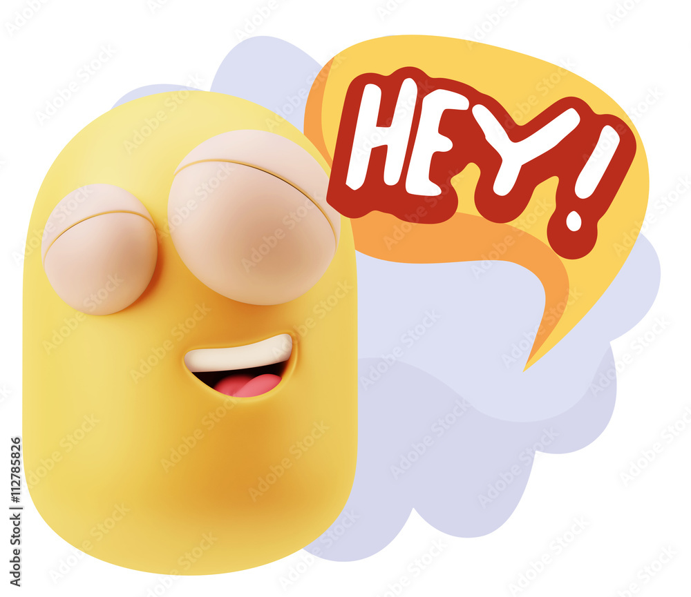 Obraz premium 3d Illustration Laughing Character Emoji Expression saying Hey w
