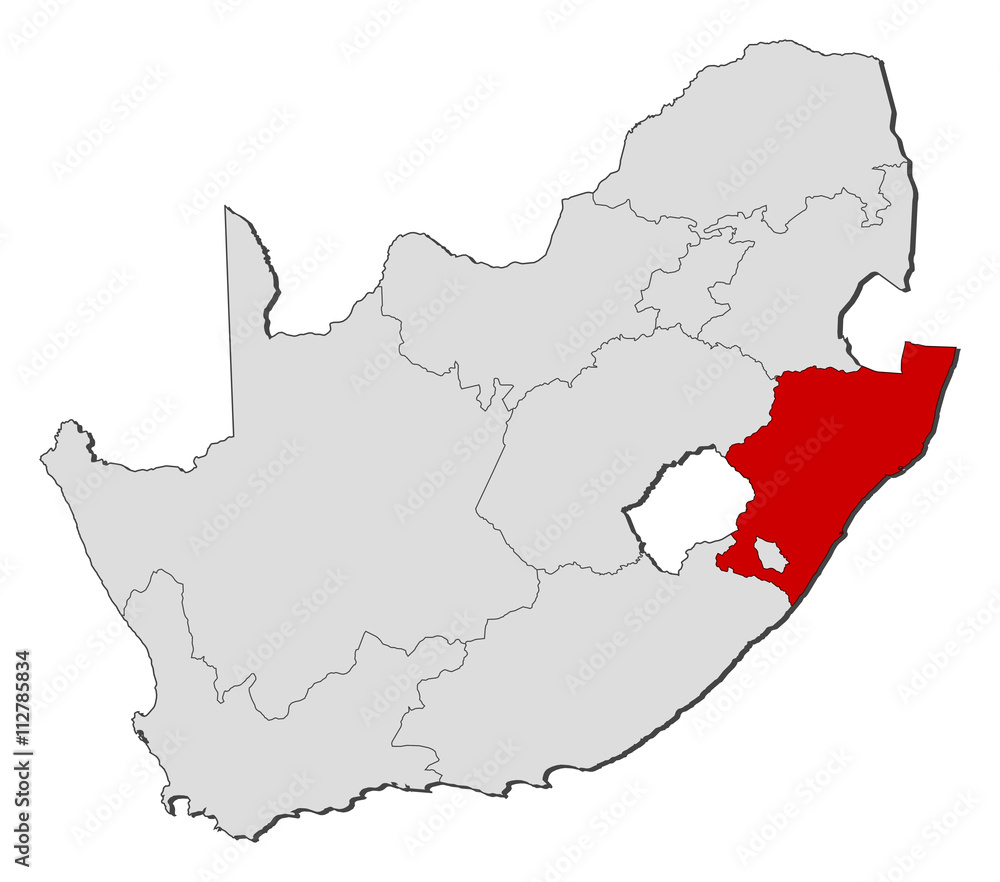 Fototapeta premium Map - South Africa, KwaZulu-Natal