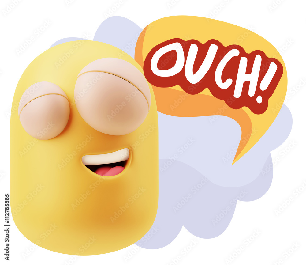 3d Illustration Laughing Character Emoji Expression saying Ouch 3d Illustration Laughing Character Emoji Expression saying Ouch
