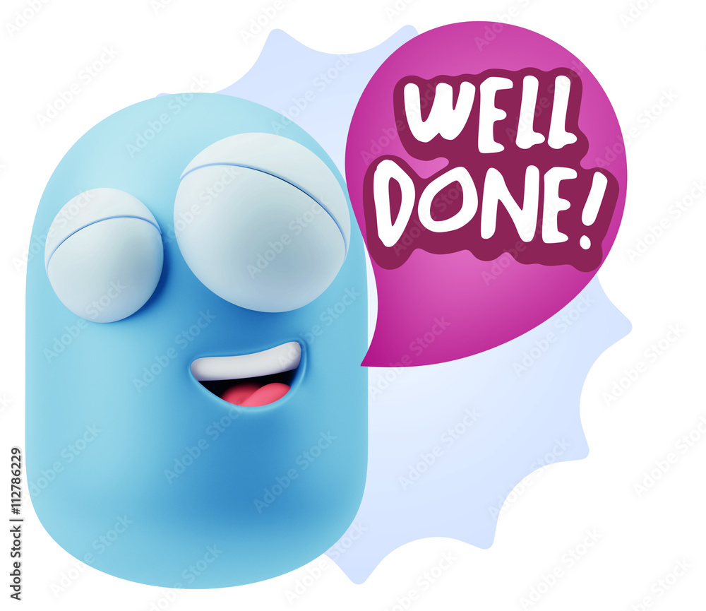 3d Rendering Smile Character Emoticon Expression saying Well Don 3d Rendering Smile Character Emoticon Expression saying Well Don