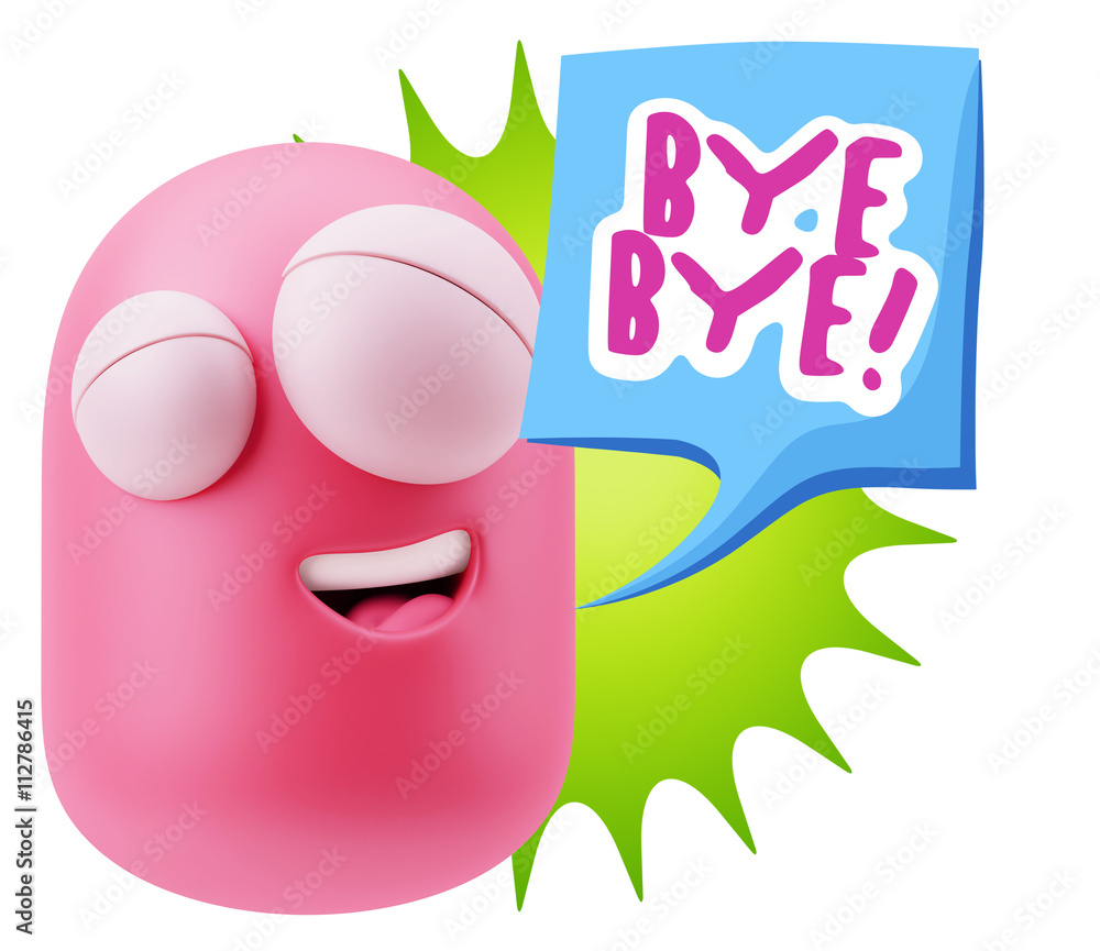 Obraz premium 3d Rendering Smile Character Emoticon Expression saying Bye Bye