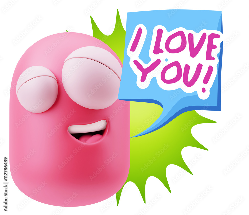 3d Rendering Smile Character Emoticon Expression saying I Love Y 3d Rendering Smile Character Emoticon Expression saying I Love Y
