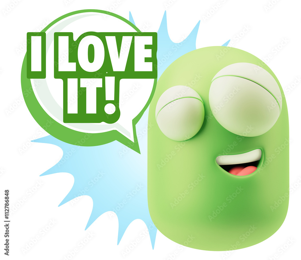 3d Rendering Smile Character Emoticon Expression saying I Love I 3d Rendering Smile Character Emoticon Expression saying I Love I