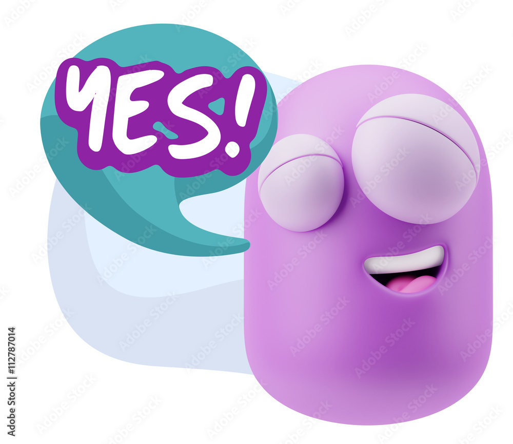3d Rendering Smile Character Emoticon Expression saying Yes with 3d Rendering Smile Character Emoticon Expression saying Yes with