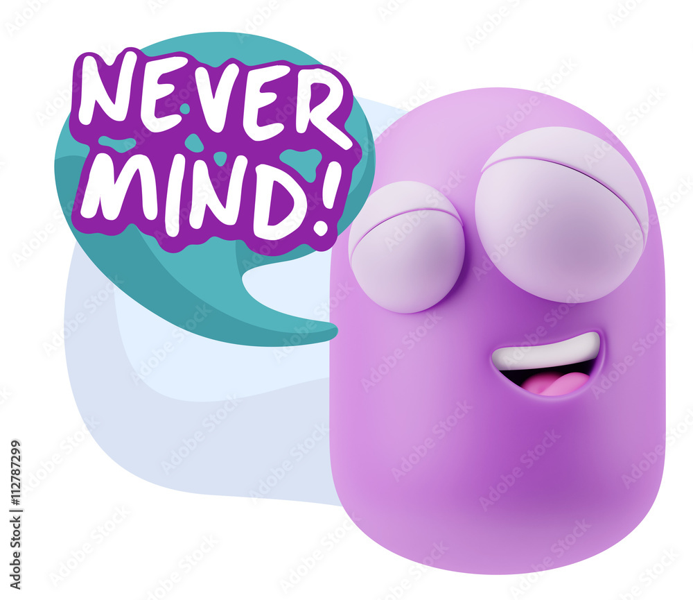 3d Rendering Smile Character Emoticon Expression saying Never Mi 3d Rendering Smile Character Emoticon Expression saying Never Mi