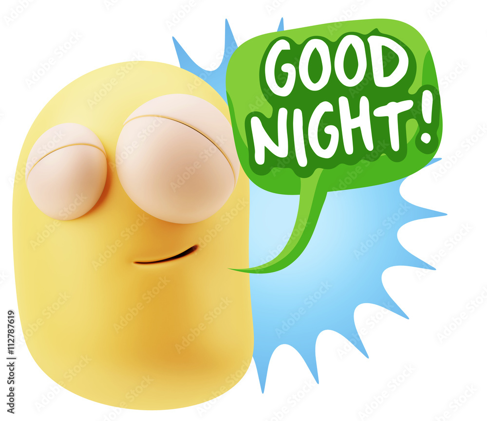 3d Rendering Smile Character Emoticon Expression saying Good Nig 3d Rendering Smile Character Emoticon Expression saying Good Nig