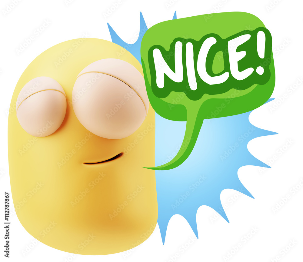 3d Rendering Smile Character Emoticon Expression saying Nice wit 3d Rendering Smile Character Emoticon Expression saying Nice wit