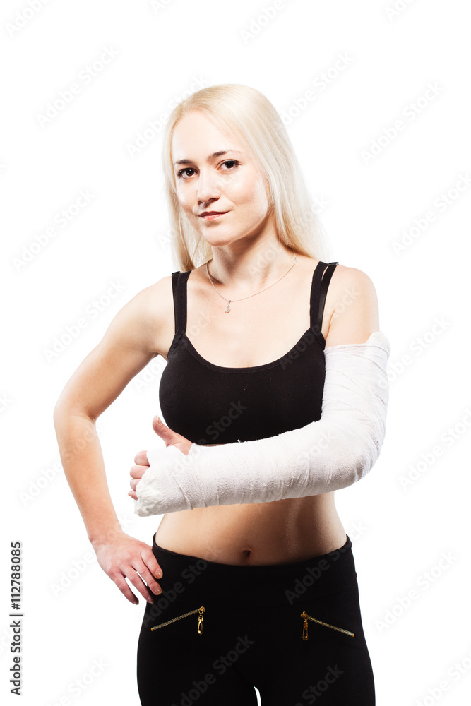 Girl with a broken arm making like gesture Girl with a broken arm making like gesture