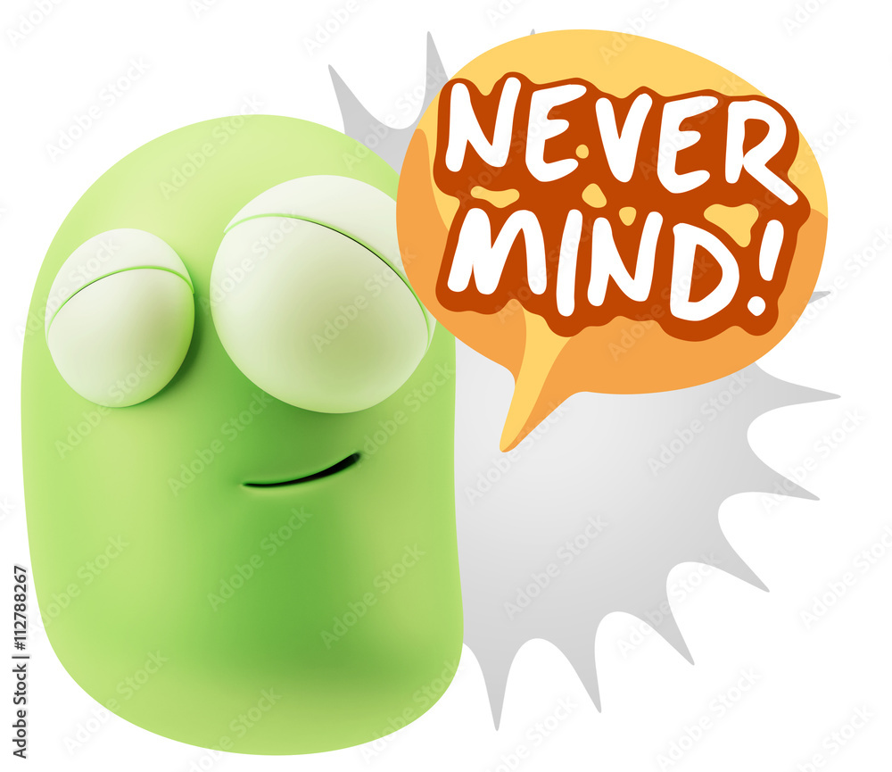 3d Rendering Smile Character Emoticon Expression saying Never Mi 3d Rendering Smile Character Emoticon Expression saying Never Mi