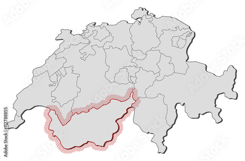 Map - Swizerland, Valais