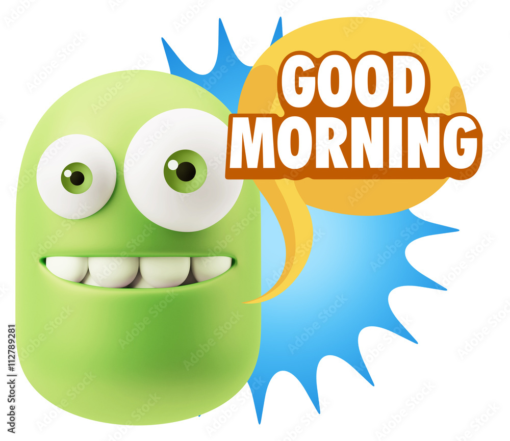3d Rendering Smile Character Emoticon Expression saying Good Mor 3d Rendering Smile Character Emoticon Expression saying Good Mor