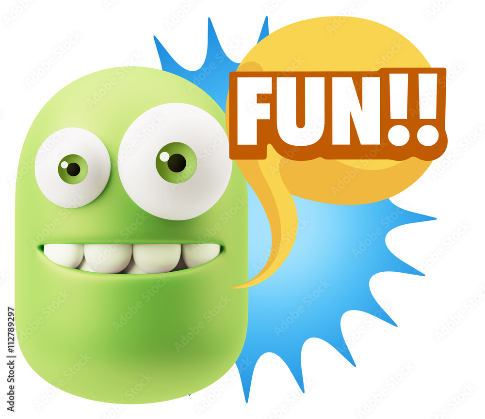 3d Illustration Laughing Character Emoji Expression saying Fun w 3d Illustration Laughing Character Emoji Expression saying Fun w