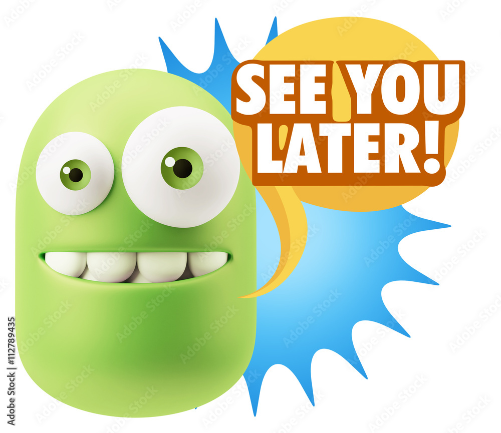 3d Illustration Laughing Character Emoji Expression saying See Y 3d Illustration Laughing Character Emoji Expression saying See Y