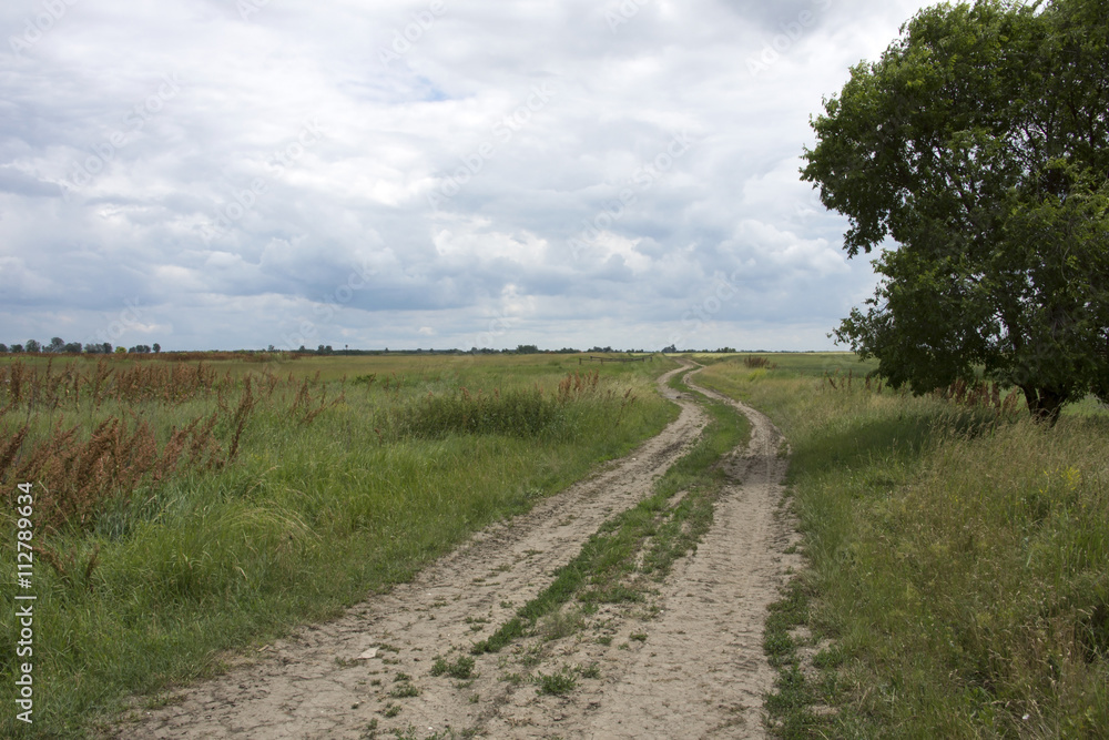 View on the endless plain of the Hungarian puszta in Hortobagy National park