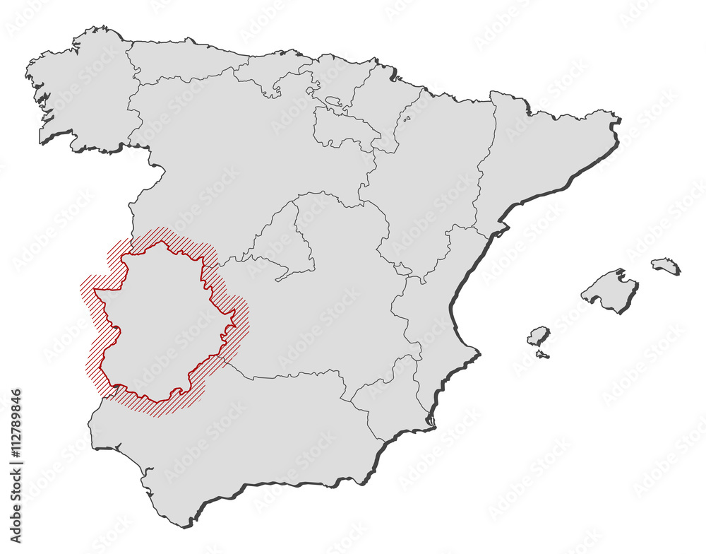 Map - Spain, Extremadura