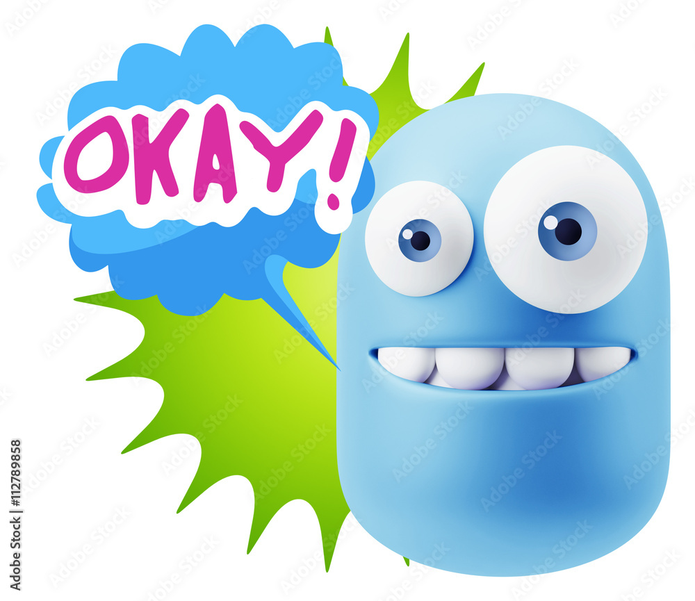 3d Illustration Laughing Character Emoji Expression saying Okay 3d Illustration Laughing Character Emoji Expression saying Okay
