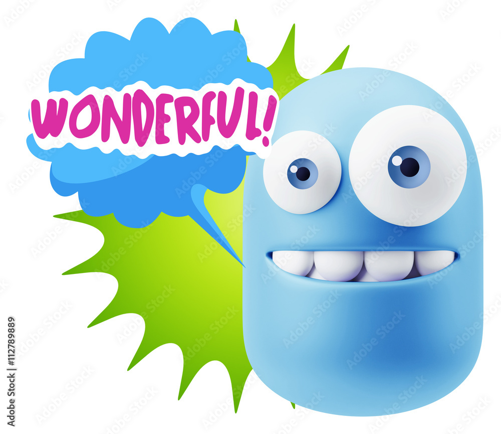3d Rendering Smile Character Emoticon Expression saying Wonderfu 3d Rendering Smile Character Emoticon Expression saying Wonderfu
