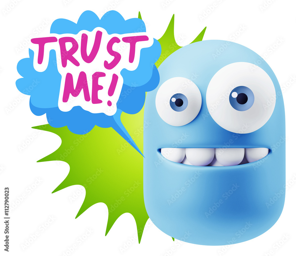 3d Illustration Laughing Character Emoji Expression saying Trust 3d Illustration Laughing Character Emoji Expression saying Trust