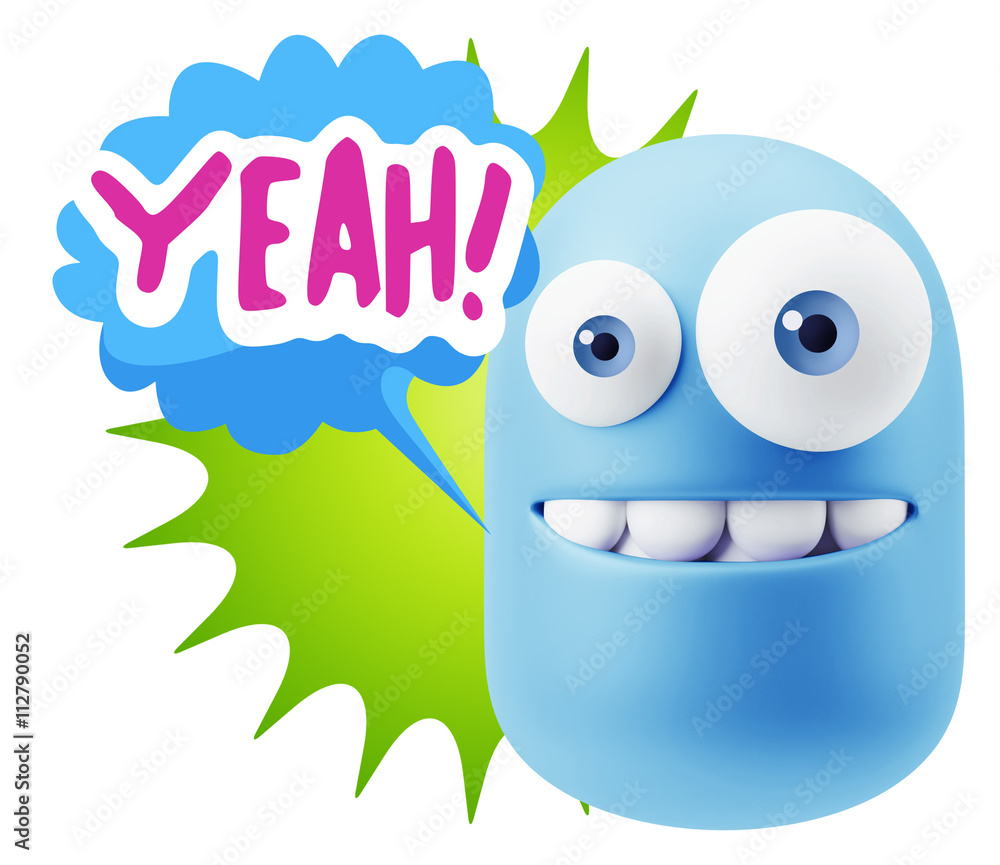 3d Illustration Laughing Character Emoji Expression saying Yeah 3d Illustration Laughing Character Emoji Expression saying Yeah
